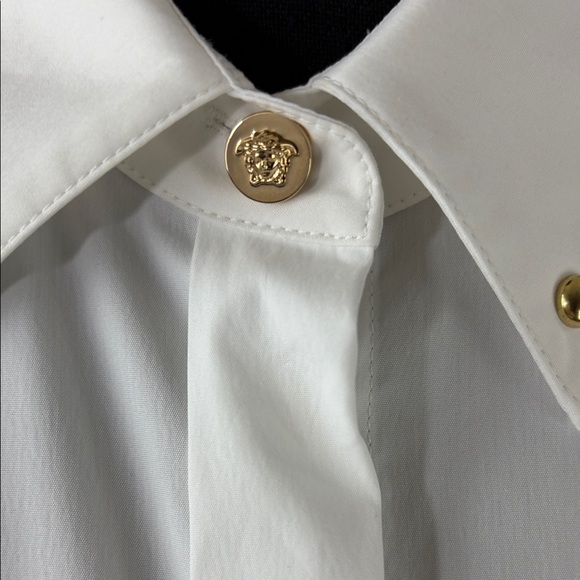 Versace White Button Down Shirt  Black & Gold Stud Accents Size M EU 44 NEW COA - Picture 12 of 17